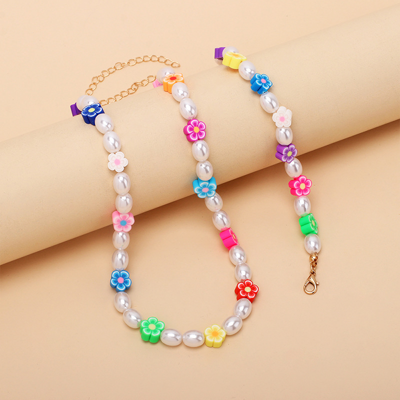 欧美跨境新品配饰花朵珍珠项链手链组合 ins网红夏日choker锁骨链 欧美跨境新品配饰花朵珍珠项链手链组合 ins网红详情图5
