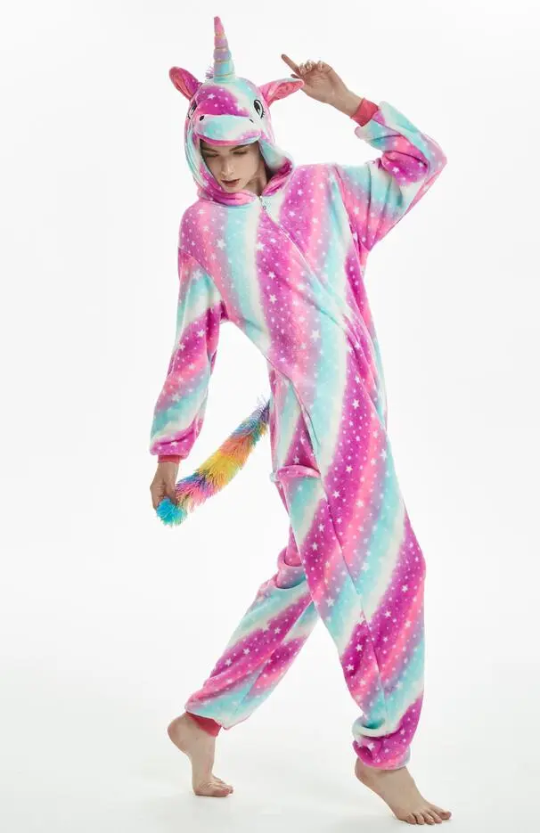 Animal one-piece pajamas for export, flannel cartoon animal parent-child style, thickened coral fleece for men and women, long-sleeved toilet version home wear detail image 7