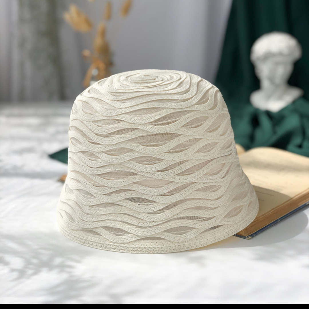 Straw net patchwork bucket straw hat for women Summer thin fisherman sunshade hat small brim bowler hat for women England 71