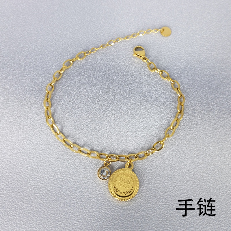 圆牌手链女ins潮小众设计韩版简约手饰学生闺蜜个性生日礼物手镯