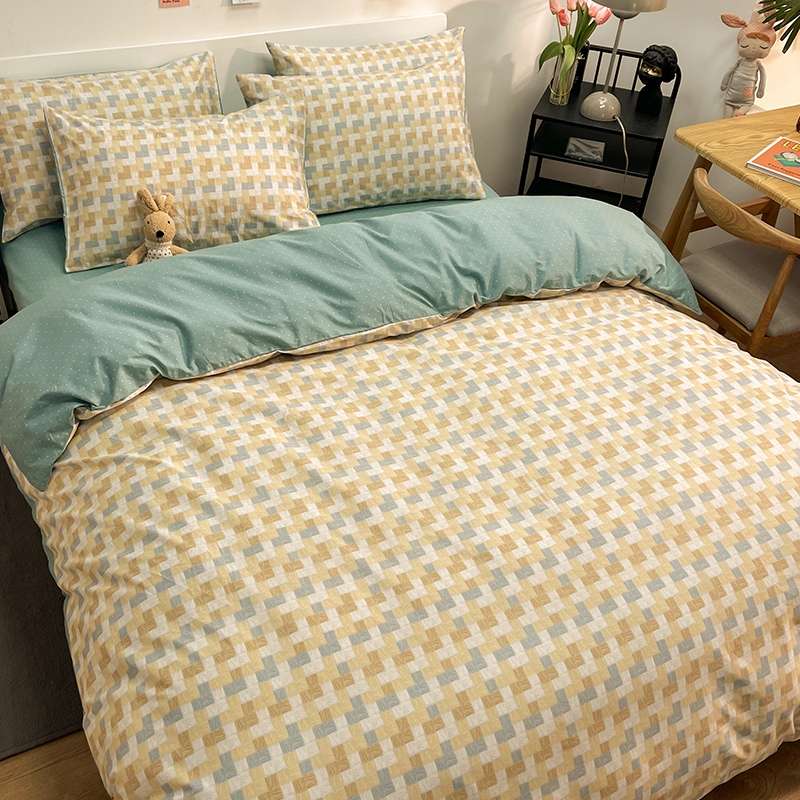 Garden Small Fresh Four-Piece Set Retail Wholesale Ling Grid Pure Cotton Comfort Is Not In Stock Item Picture