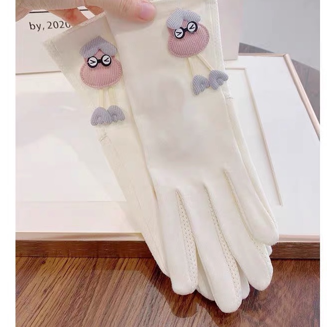 Sun protection gloves for women spring and summer driving and cycling households out UV short breathable touch screen cotton electric vehicle