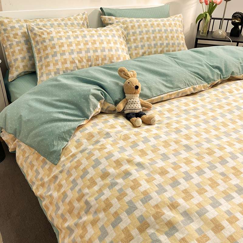 Garden Small Fresh Four-Piece Set Retail Wholesale Ling Grid Pure Cotton Comfort Is Not In Stock Application Scenario