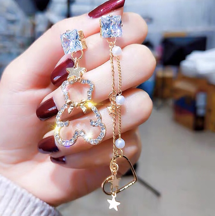 Western style fashion trend small bear design fringe temperament high-grade earrings