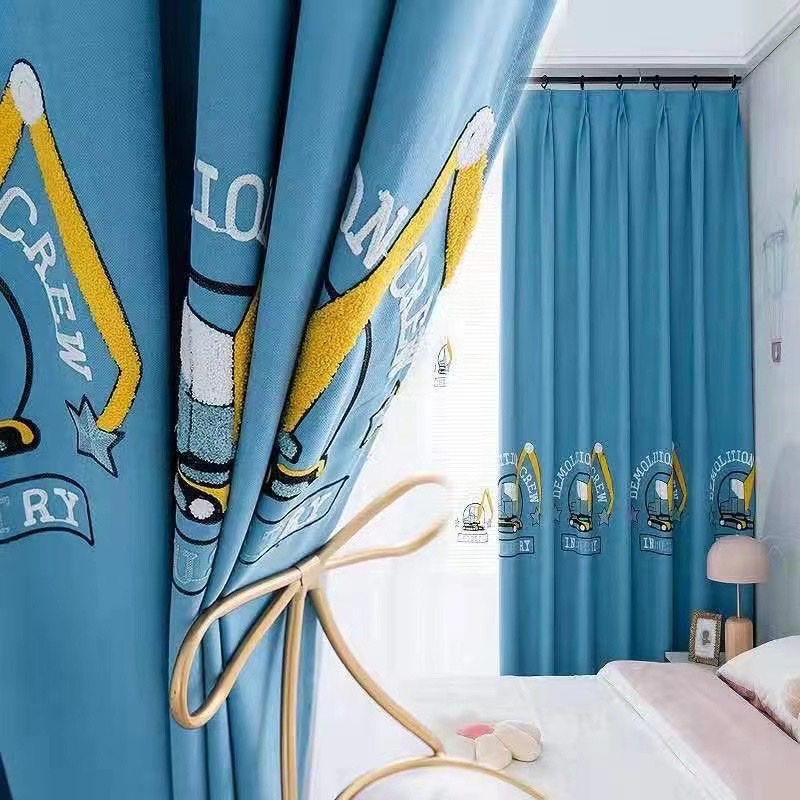 Children's Cartoon Excavator Curtain details Picture