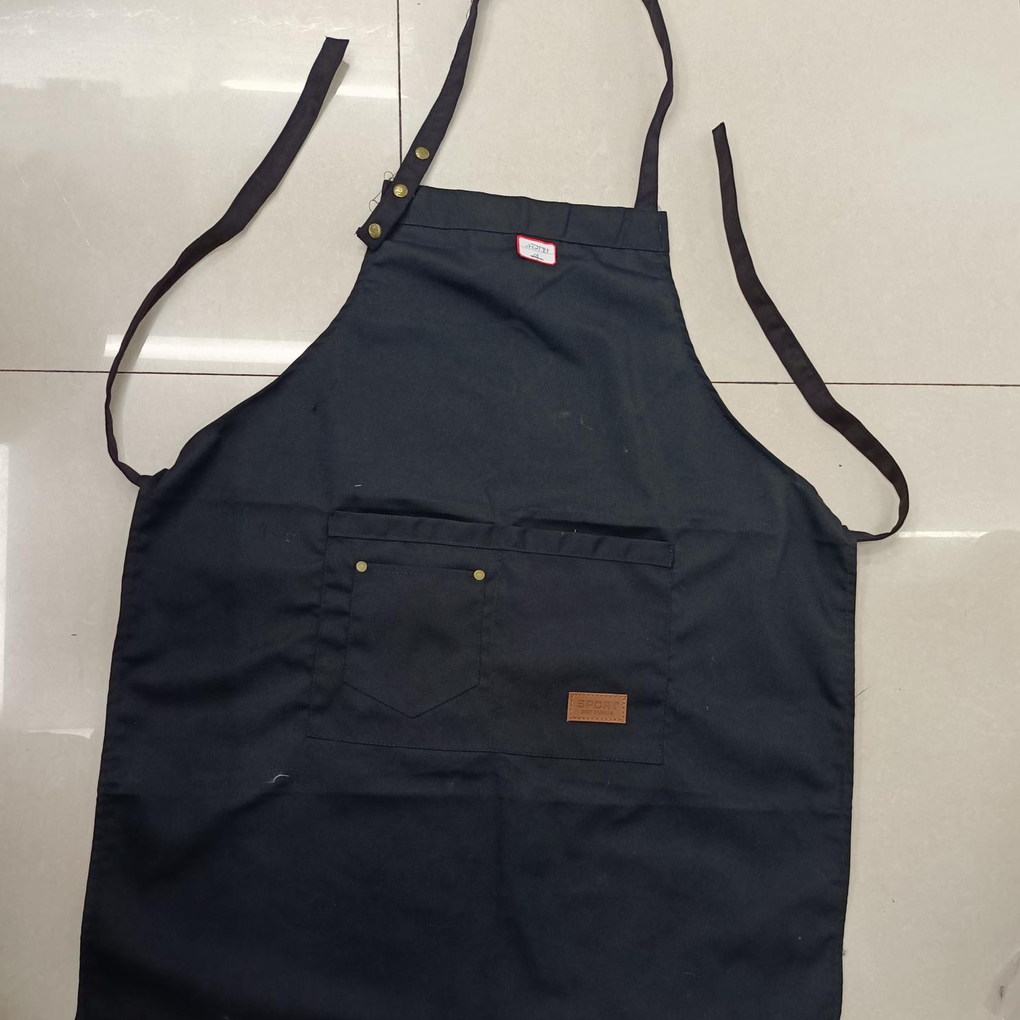 黑帆布三口袋围裙