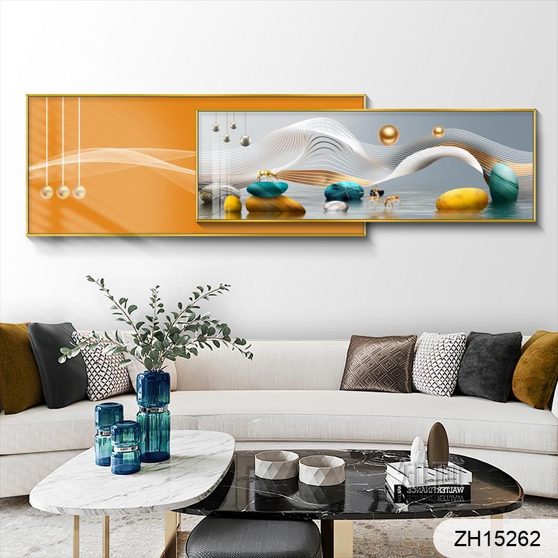 Light luxury Chinese modern simple feather moose painting in the bed