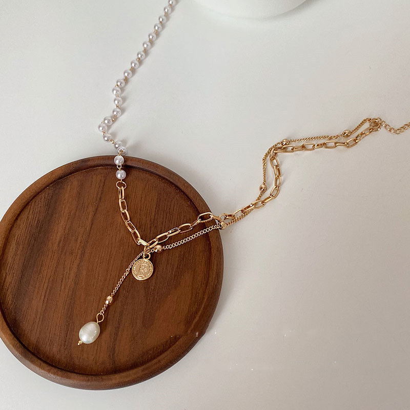 8 - Pearl clavicle chain 2021 new fashion women's necklace ins do not fade temperament high-grade temperament fairy neck chain