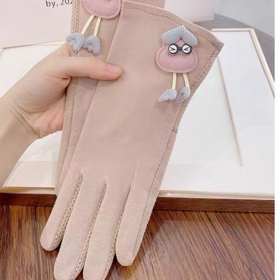 Sun protection gloves for women spring and summer driving and cycling households out of UV protection short touch screen cotton electric vehicle