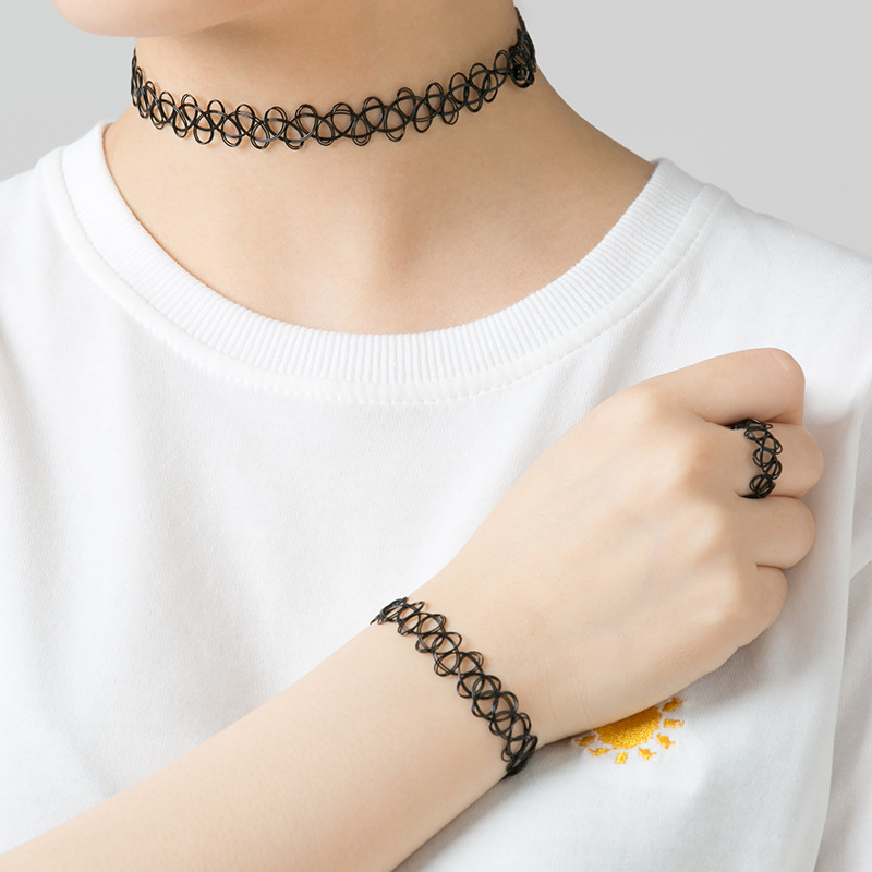 FLY1043 fishing line necklace factory direct sales, fishing line retro tattoo collarbone necklace, Yiwu handmade jewelry street stall wholesale detail image 2