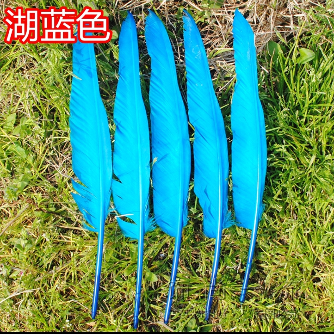 Goose blade feather 25-30 cm lake blue