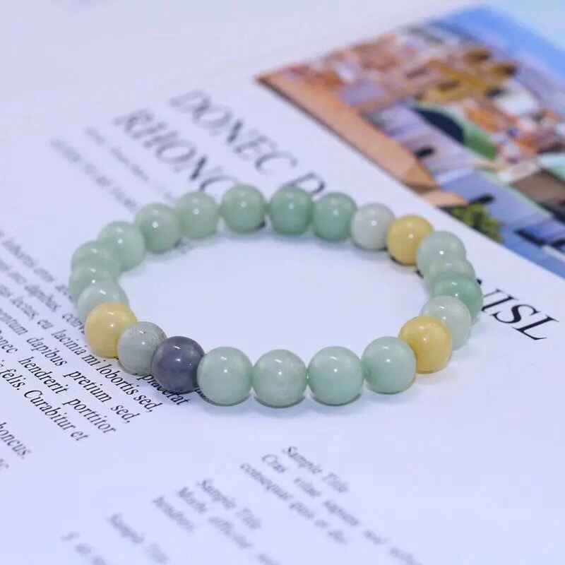 亚马逊玉石串珠手链 男女通用天然石串珠手串珠子手链