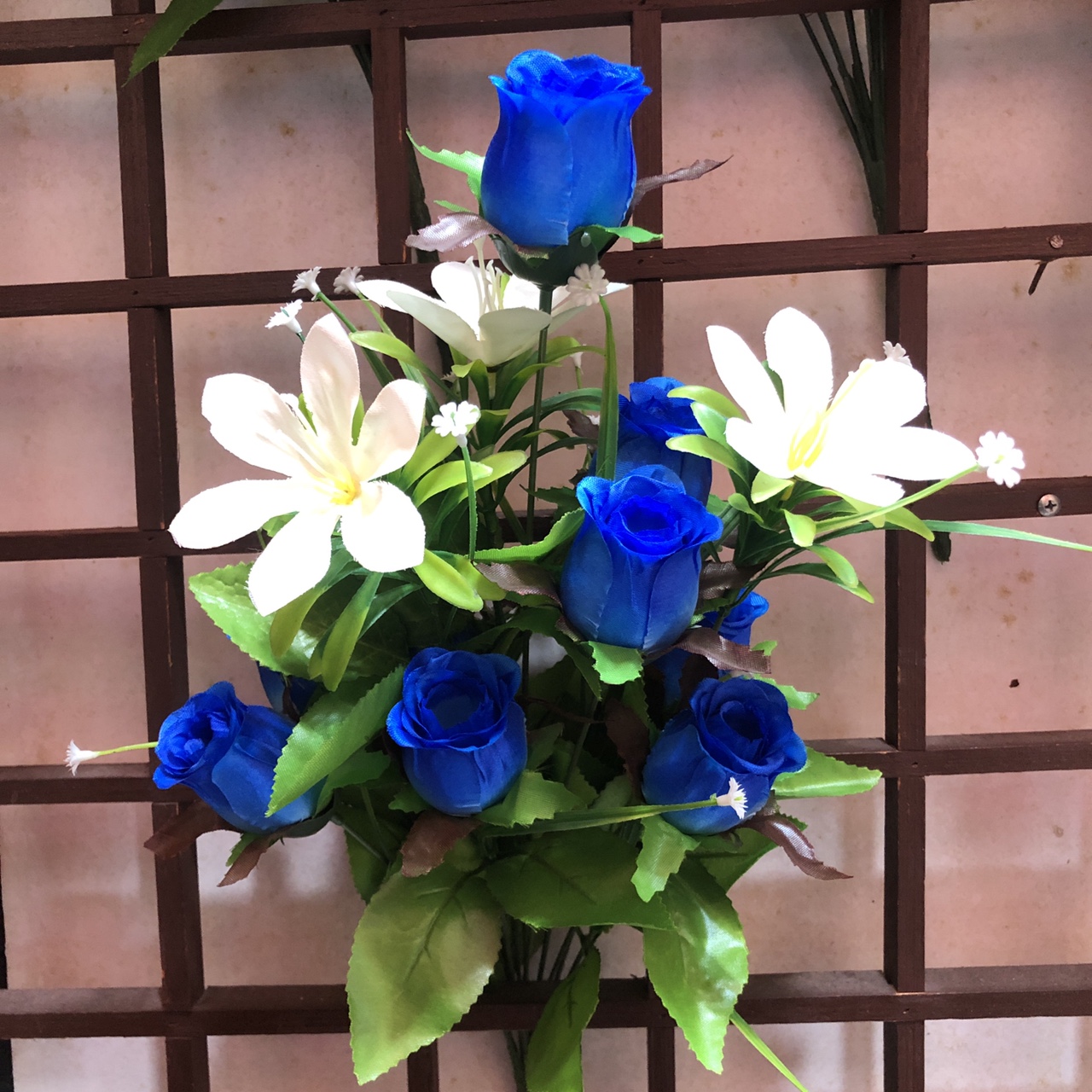 茶花小玫瑰-2单支假花仿真花束塑料花手捧花小把束布艺装饰花插花卉干绢花布花
