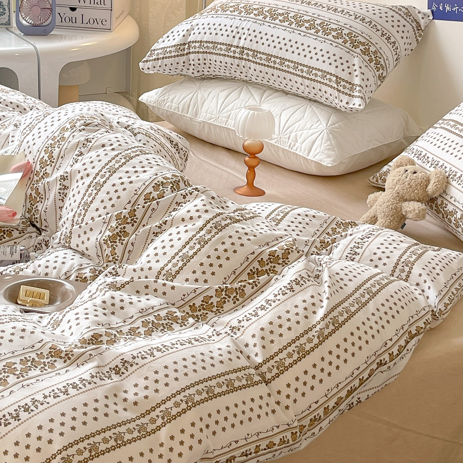 田园小清新风格四件套零售批发纯棉全棉条纹小花欢迎来店选购