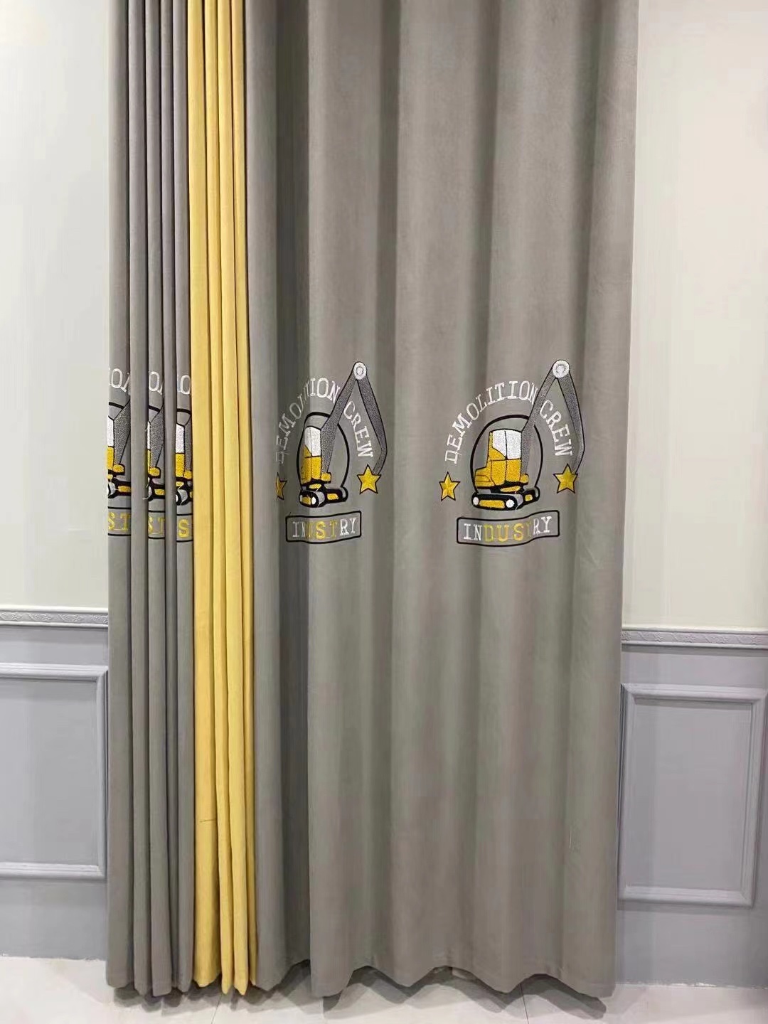 Children's Cartoon Excavator Curtain Item Picture