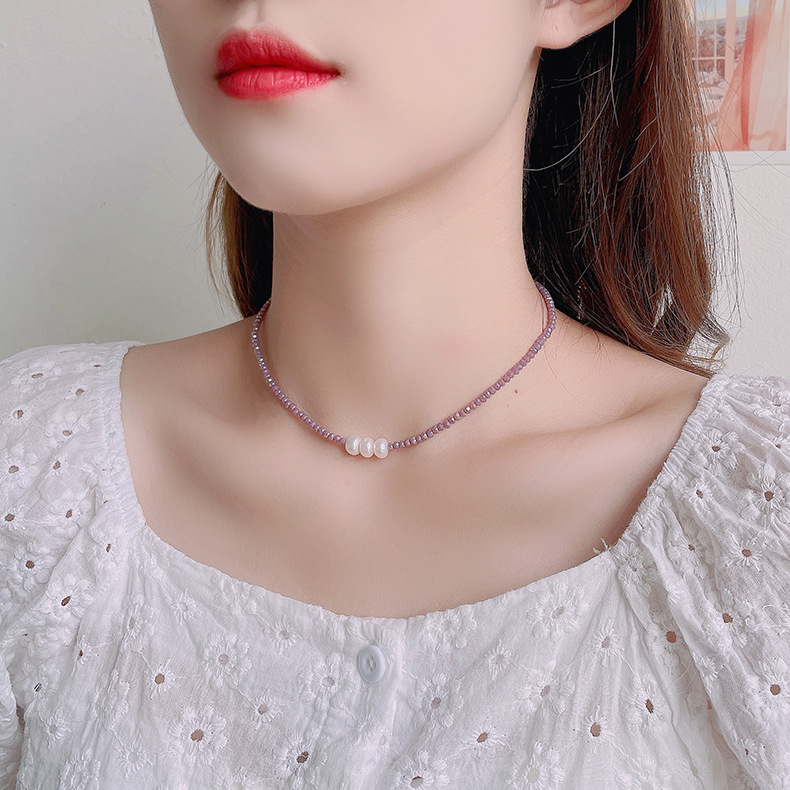 FLY1131 retro ethnic style embroidered lace necklace, trendy and fresh for women, ins super fairy-like flower collarbone chain choker necklace pic 4