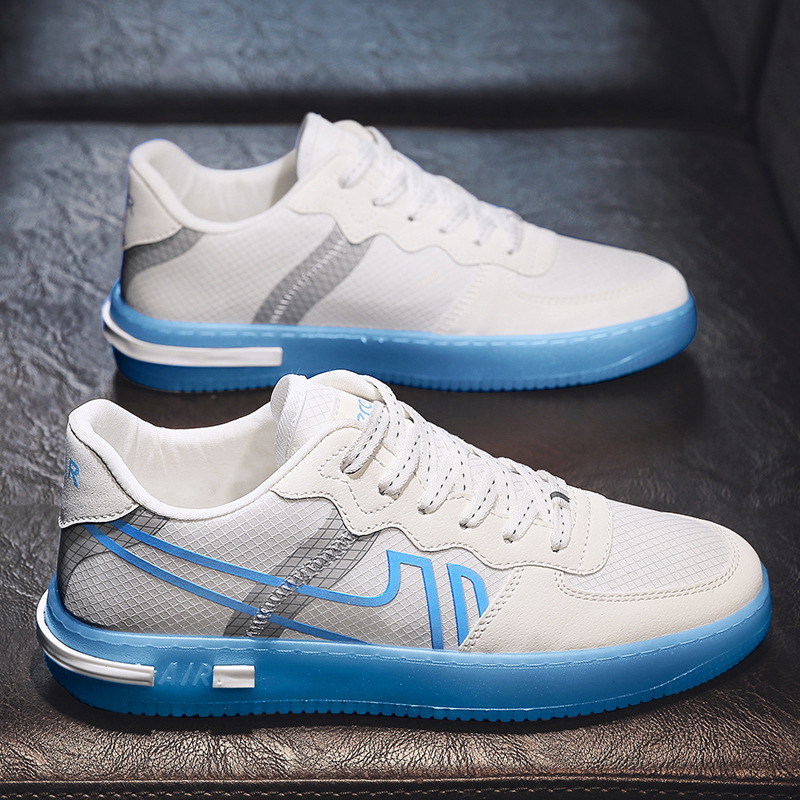 2021春季新款帆布鞋男潮透气休闲布鞋潮流百搭板鞋韩版低帮小白夏 39-44白底实物图