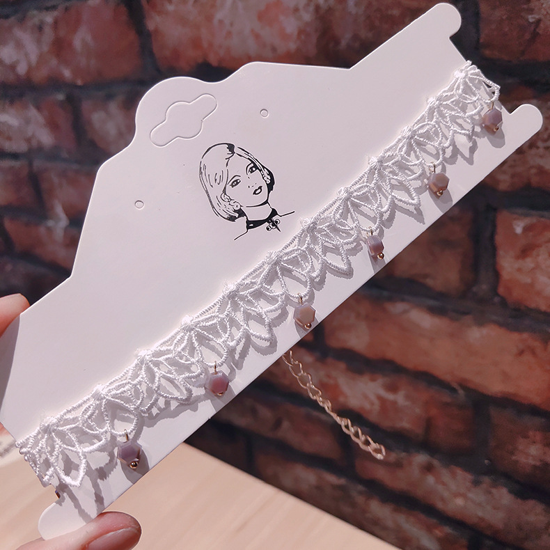 FLY1131 retro ethnic style embroidered lace necklace, trendy and fresh for women, ins super fairy-like flower collarbone chain choker necklace pic 2