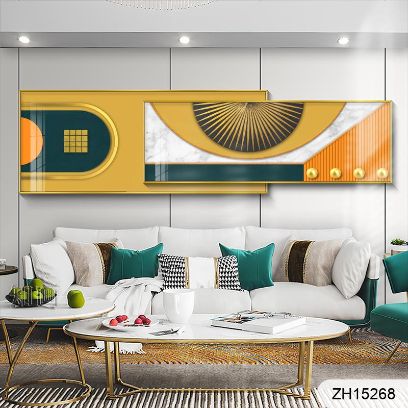 New Chinese style golden lines landscape national tide orange painting in painting thumbnail