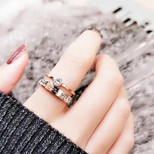 网红时尚个性排钻戒指女小众设计轻奢指环食指戒指女2021年新款潮
