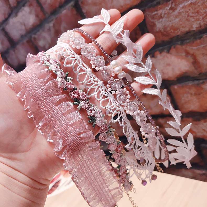 FLY1131 retro ethnic style embroidered lace necklace, trendy and fresh for women, ins super fairy-like flower collarbone chain choker necklace details Picture