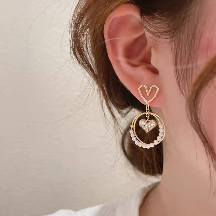 Love pearl hoop earrings
