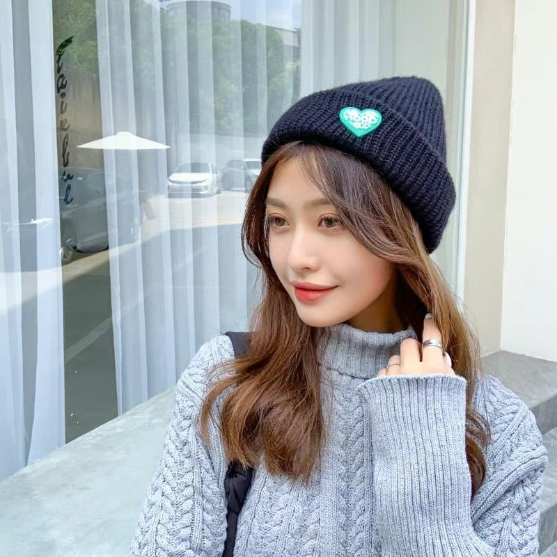 Sombrero de dinero doble sombrero completo de fábrica venta directa al por mayor sombrero de punto versión coreana de invierno multiplo japonés inglés amor sombrero de piel de melón