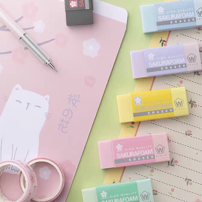 Japanese Cherry Blossom Raphael eraser Set (2 pieces of cherry blossom +2 pieces of Raphael Macaron eraser +1 piece of Raphael Super Clean) Eraser full figure