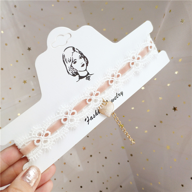 FLY1173 Early autumn Whisper Forest Necklace vintage Harajuku Soft sister fairy pink short choker Academy webbed collarbone chain