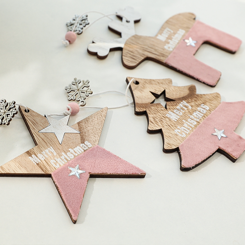 Christmas decorations Wooden craft hollowed-out Christmas tree pendant Wooden Creative New wooden pendant 44
