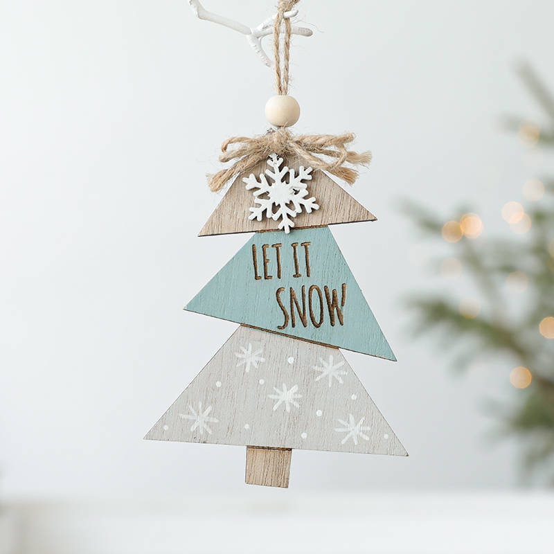Christmas decorations Wooden craft hollowed-out Christmas tree pendant Wooden Creative New wooden pendant 48