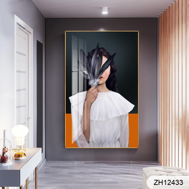 Modern light luxury Hermes orange dress large porch female decorative painting