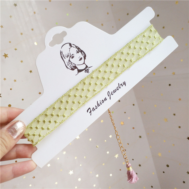 FLY1147 Early autumn Whisper Forest Necklace Vintage Harajuku Soft sister fresh green short choker Academy webbed collarbone chain