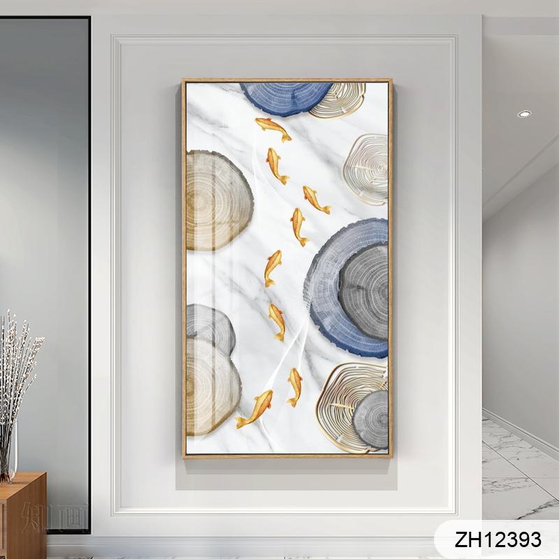 Modern gold feather nine fish picture porch decorative painting
