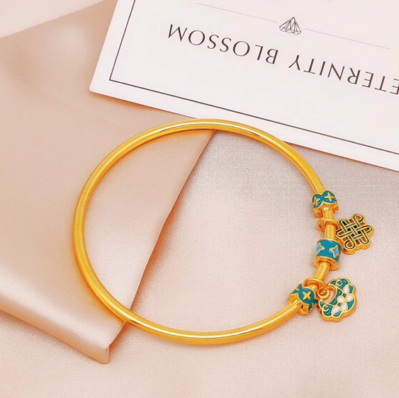 Chinese knot plus cloud baked blue bracelet