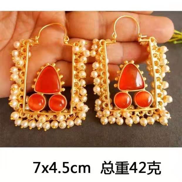 Dream rain jewelry 2021 new fashion products all match temperament ordering square ruby earrings