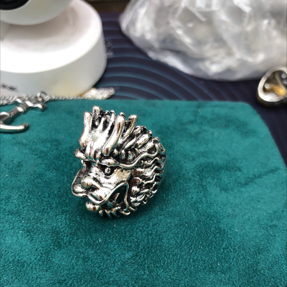 狮子头古银戒指设计现代潮流休闲详情图3