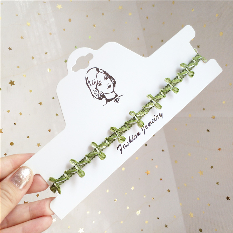 FLY1148 Early autumn Whisper Forest Necklace Vintage Harajuku Soft sister fresh green short choker Academy webbed collarbone chain