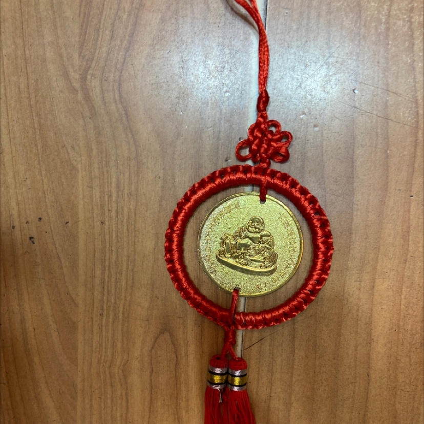 a Pendant red circle hanging imitation copper gold laughing Buddha