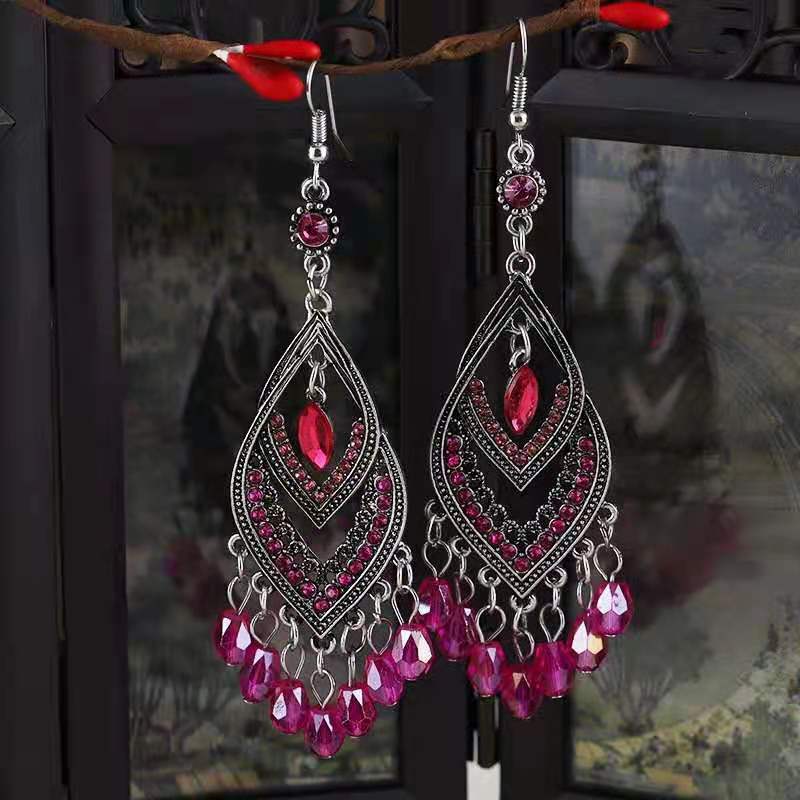 Personality niche fashion earrings 2021 trend new retro all-in-one Indian earrings