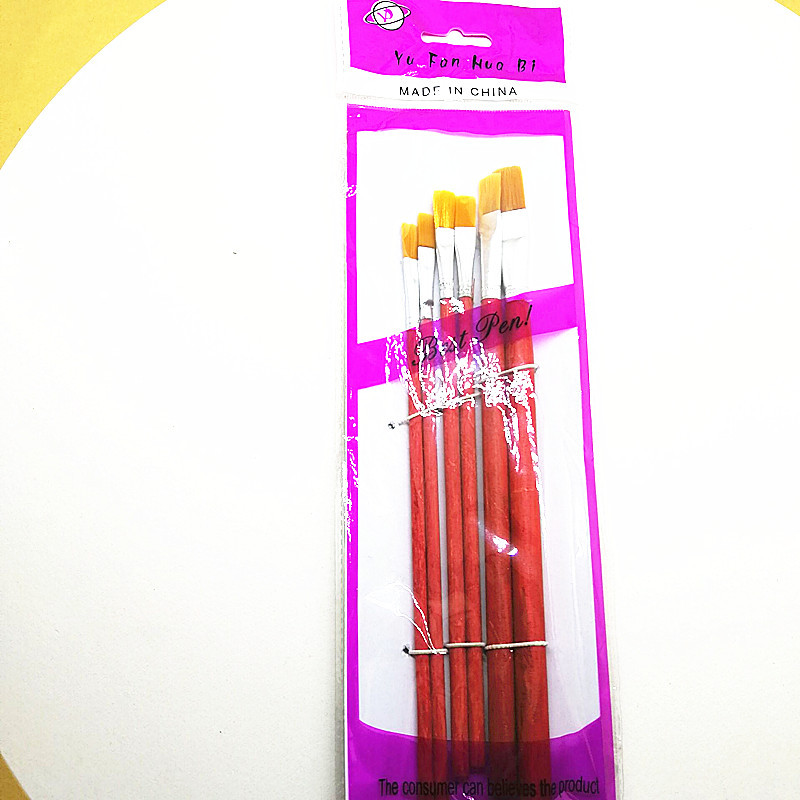 Six red-pole brushes for art, calligraphy, drawing and office culture from Yufan Pen Factory full figure