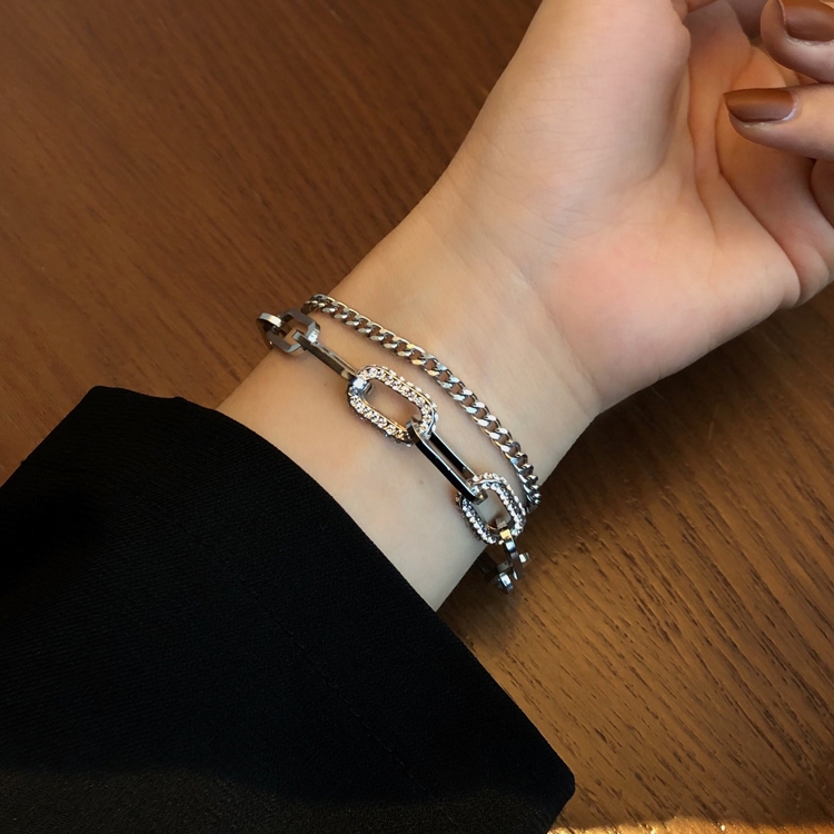 Non-fading double layer zircon bracelet women's summer South Korea light luxury luxury luxury small luxury sense of refined hand accessories