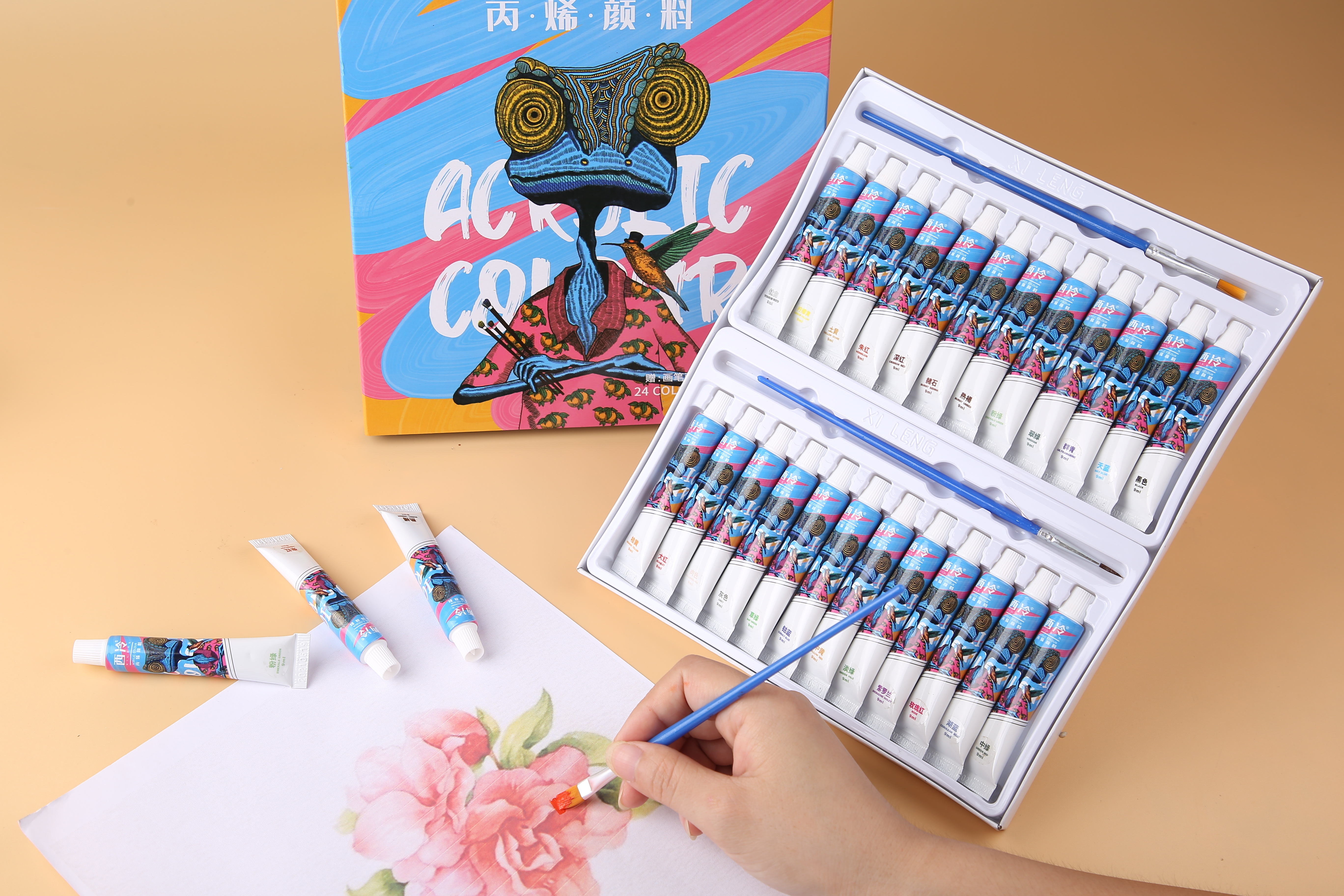 Shanghai Xilong Acrylic Paint Student Set 12-color, 18-color, 24-color 9ml detail image 2
