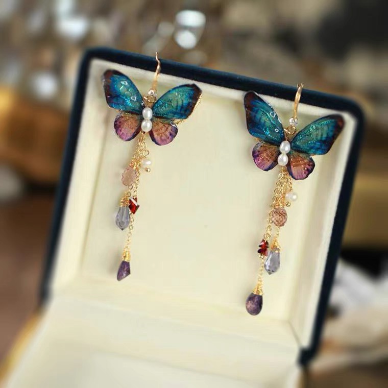 Coloured butterfly earrings