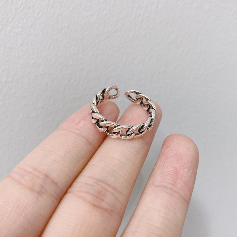 Chain silver ring female niche design cold wind advanced sense ring index finger adjustable for students