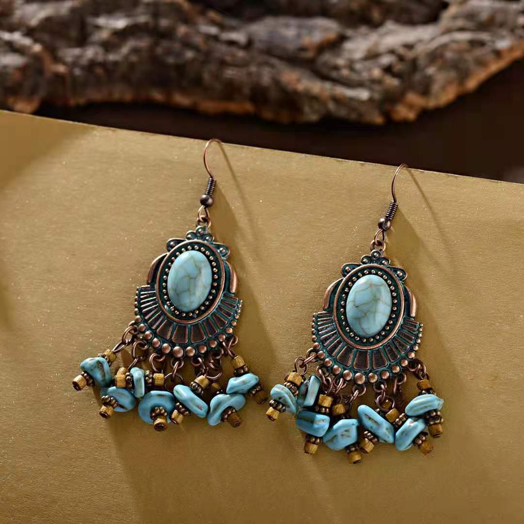 Personality stylish Stylish earrings 2021 trend new retro all-in-one Indian earrings