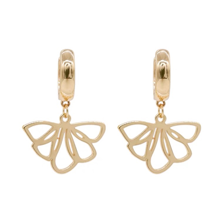 Ear buckles, butterfly earrings, star shell long earrings, retro, exquisite, high-end and elegant zirconium earrings -019 Jialiang Accessories