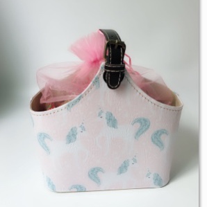Leather printed storage basket