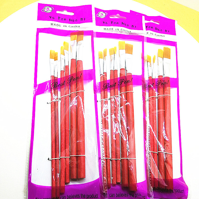 Six red-pole brushes for art, calligraphy, drawing and office culture from Yufan Pen Factory Application Scenario