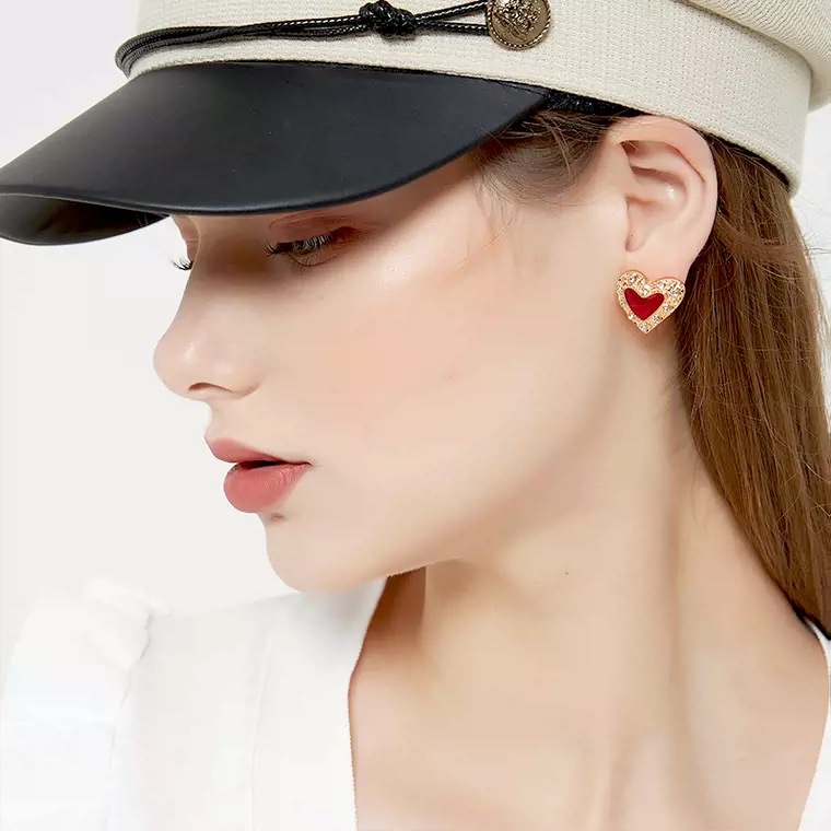 Zircon heart oil-dripping earrings, star shell long earrings, retro, exquisite, high-end and elegant zirconium-set earrings -024 Jia Liang Accessories details Picture